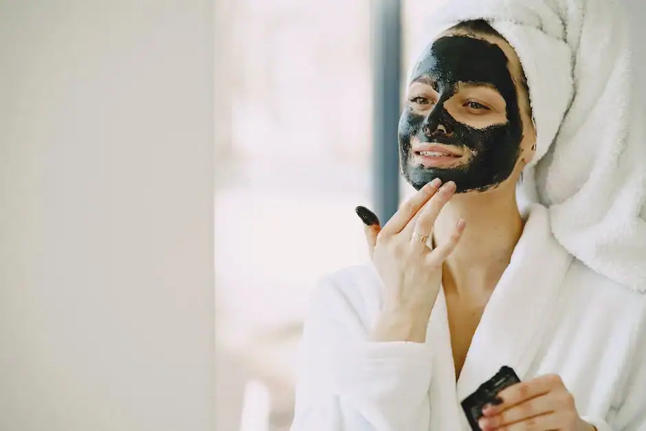 Woman applying a black facial mask during skin rejuvenation treatment at Dr Refresh Med Spa, West Ho.